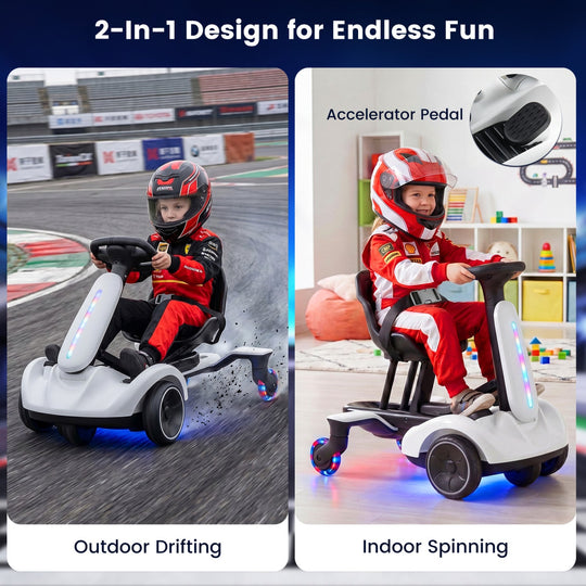 6V Kids Drift Car with Lights and Adjustable Seat
