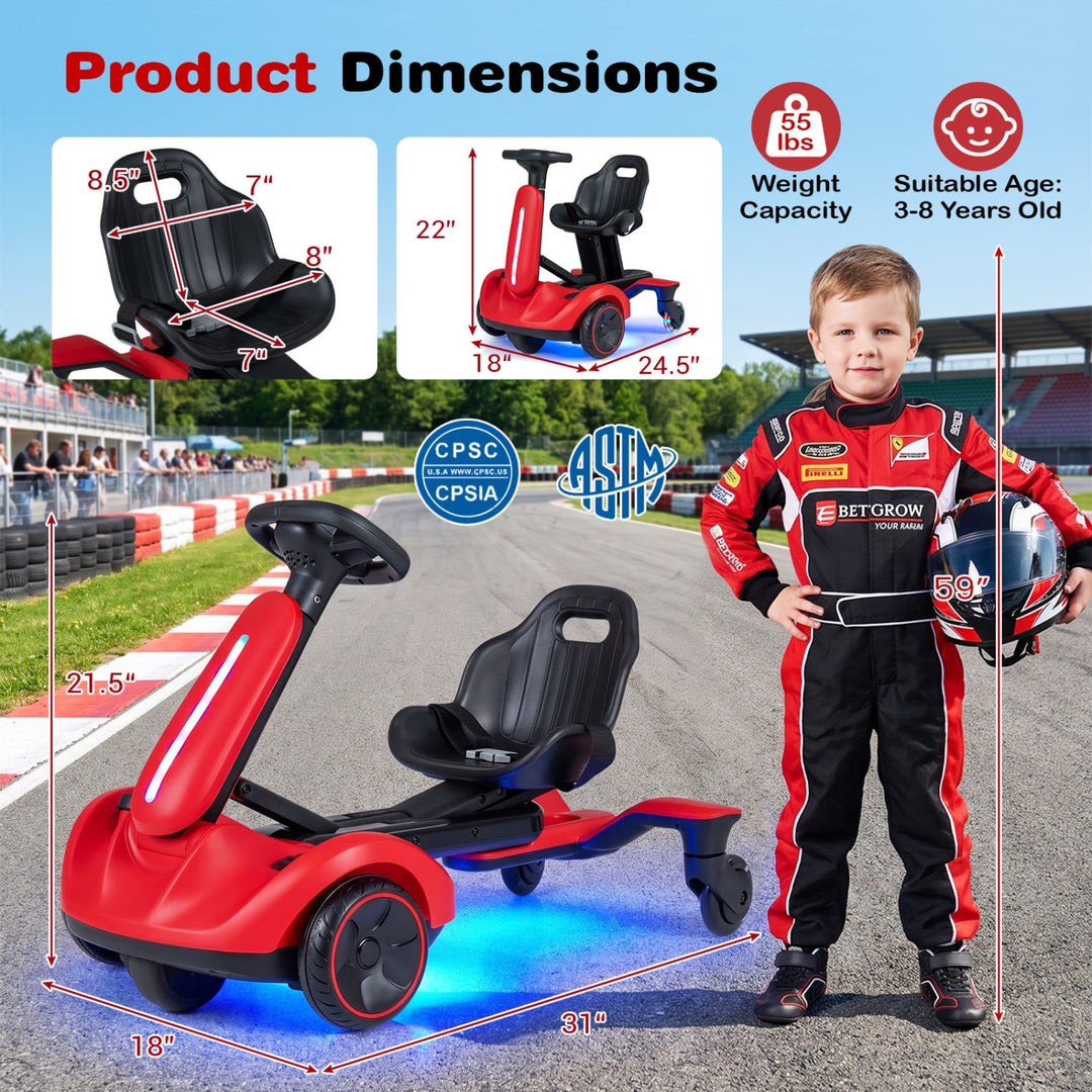 6V Kids Drift Car with Lights and Adjustable Seat