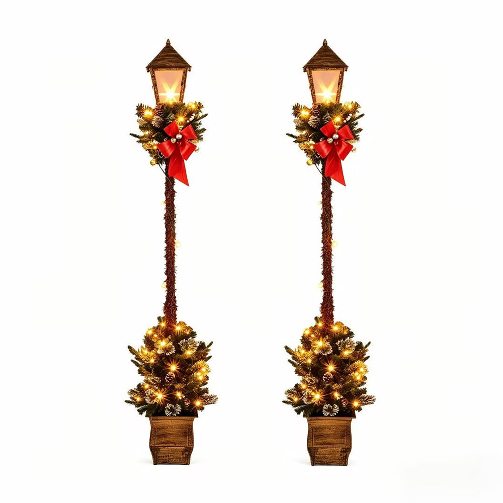 Pre-Lit Christmas Street Lamp Set of 2 - 6.1 Feet Tall
