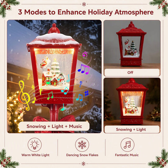6.1 ft Musical Christmas Streetlight with LED Lights for Home Yard Porch-Red