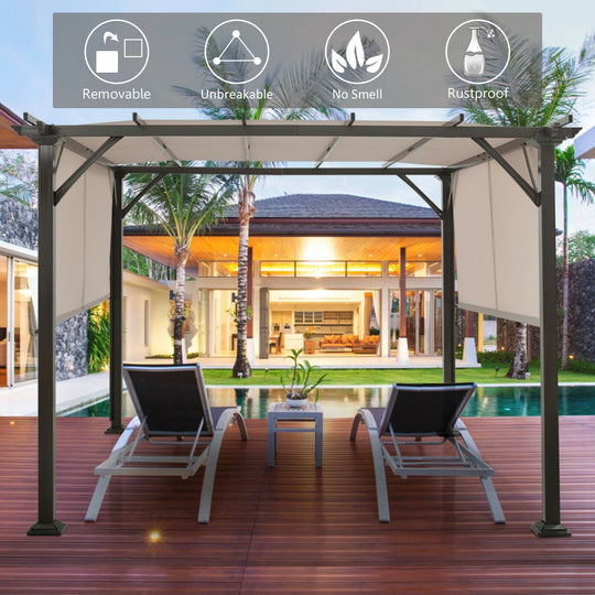 16' x 8' 2Pcs Universal Replacement Canopy for Pergola Structure Sun Awning-Brown