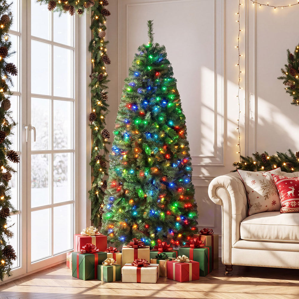 6.3 FT Smart Pencil Christmas Tree with Pre-Lit RGB LED Lights