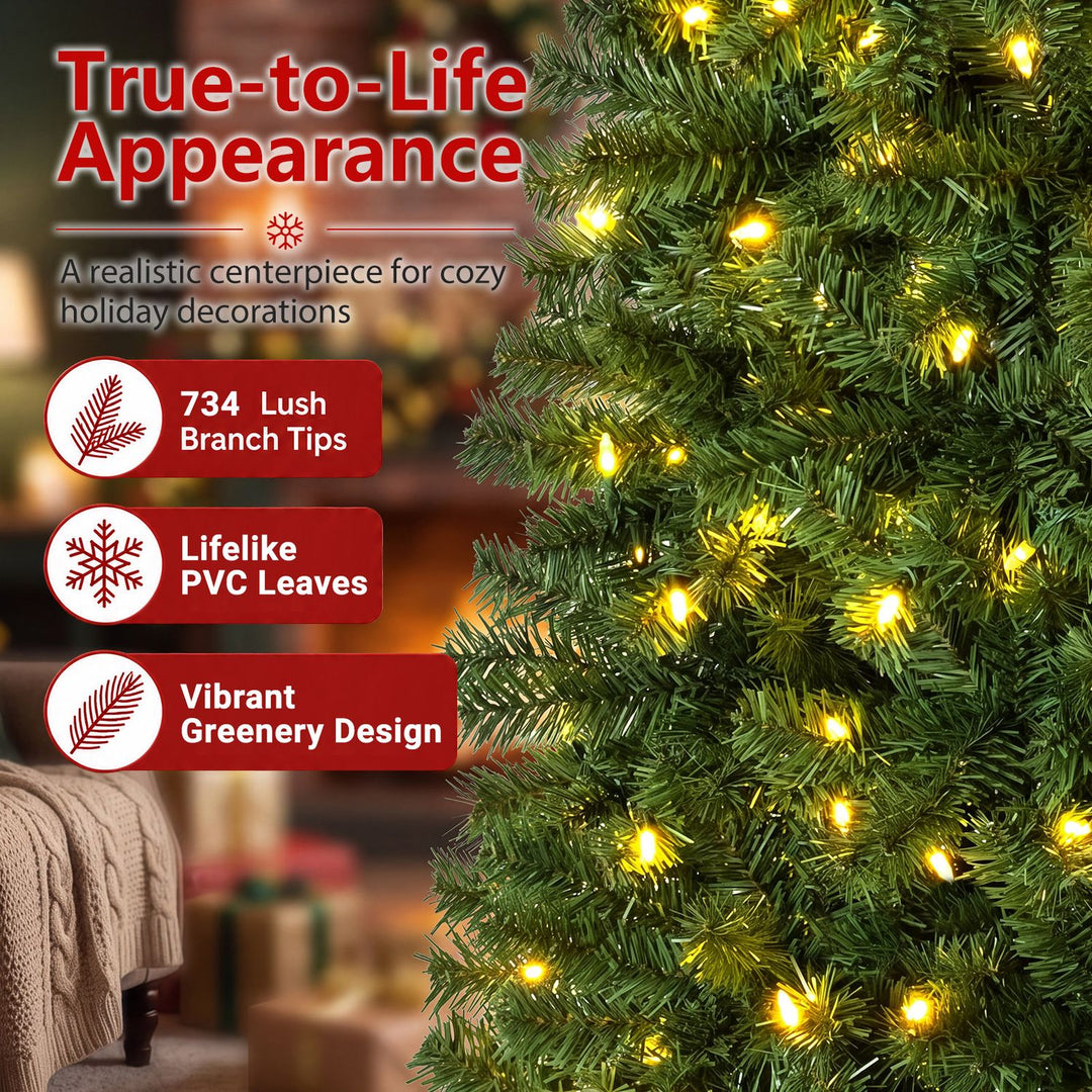 6.3 FT Smart Pencil Christmas Tree with Pre-Lit RGB LED Lights