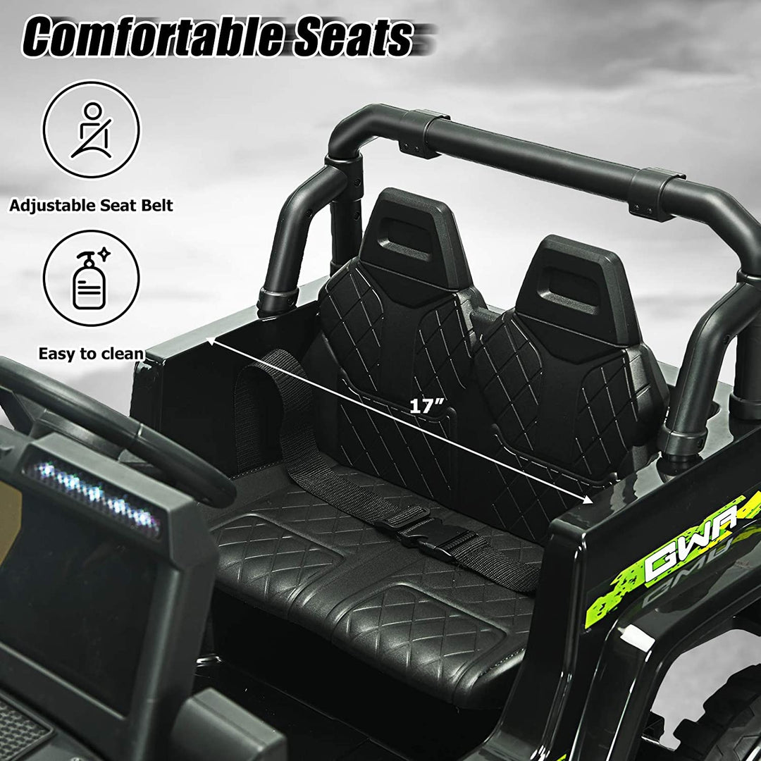 12V Kids Ride-on Jeep Car with 2.4 G Remote Control-Black & Green