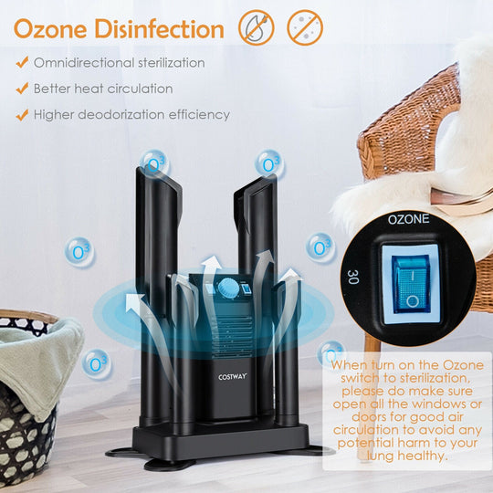 Electric Shoe Boot Dryer 4 Shoes with 180 Mins Timer Ozone Disinfection