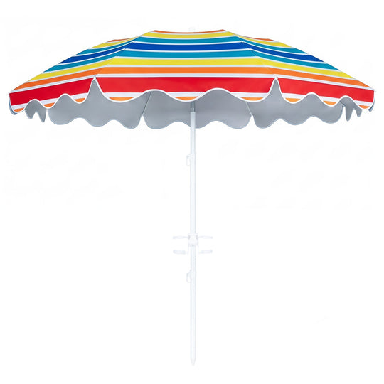 Beach Umbrella 6.5 FT with UPF 50+ Sun Protection & Sand Anchor