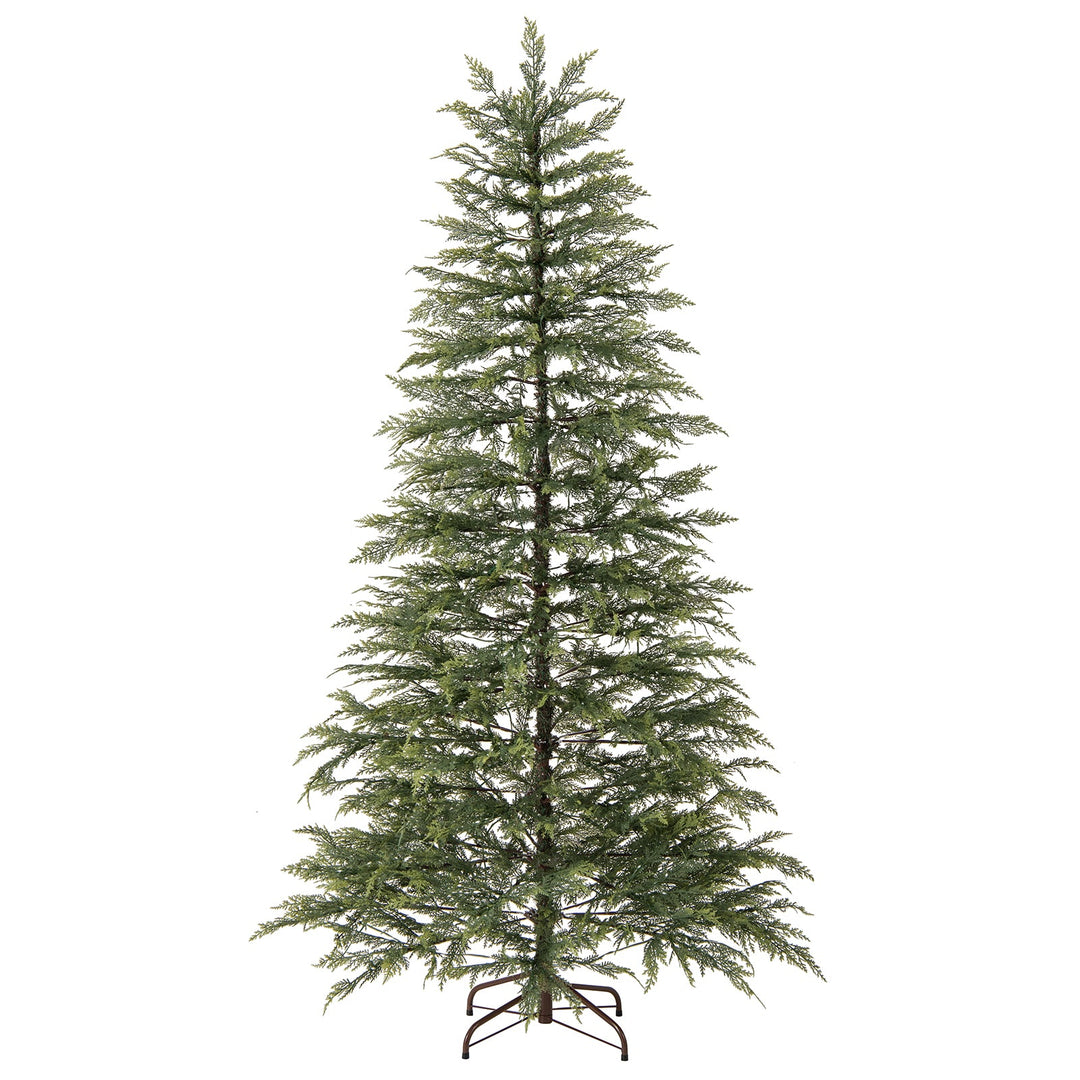 7.5 Feet Artificial Christmas Tree with Branch Tips and Colorful LED Lights