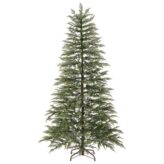 7.5 Feet Artificial Christmas Tree with Branch Tips and Colorful LED Lights