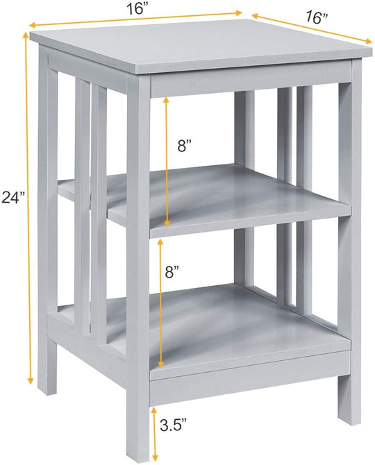 2 Pieces 3-Tier Nightstand with Reinforced Bars and Stable Structure