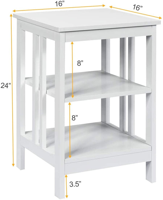 2 Pieces 3-Tier Nightstand with Reinforced Bars and Stable Structure