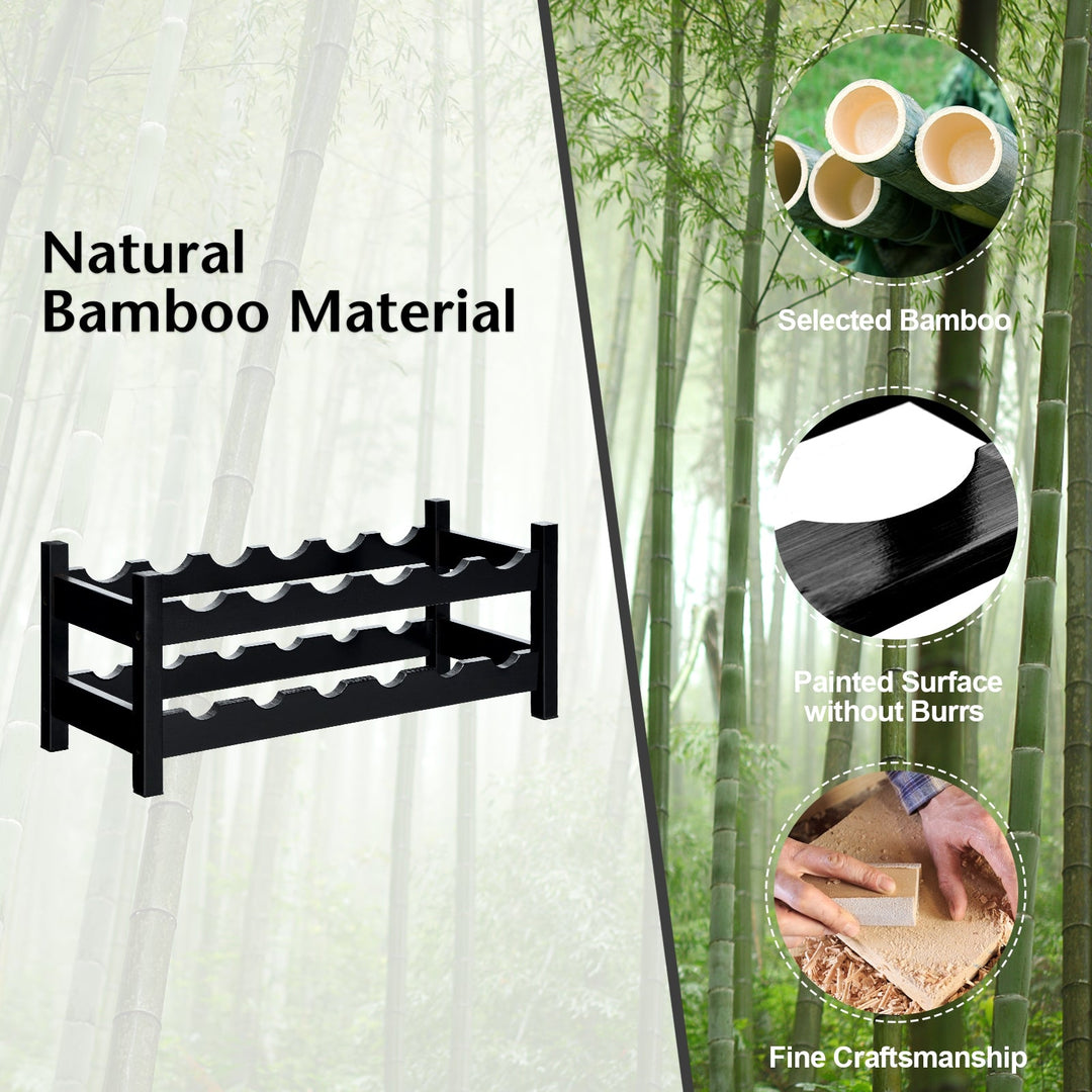 2-Tier 12 Bottles Bamboo Storage Shelf Wine Rack