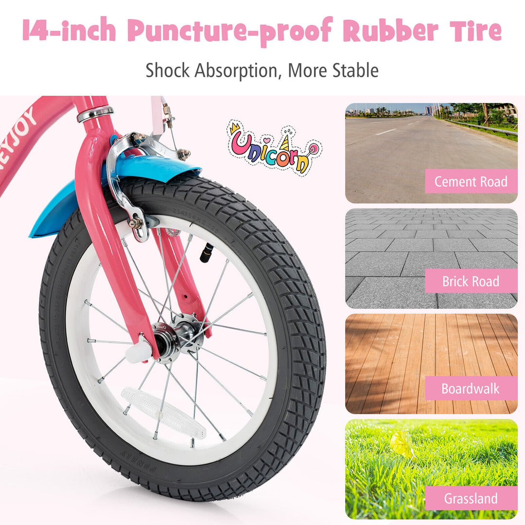 Kids Bicycle with Training Wheels and Basket for Boys and Girls Age 3-9 Years-14 inches