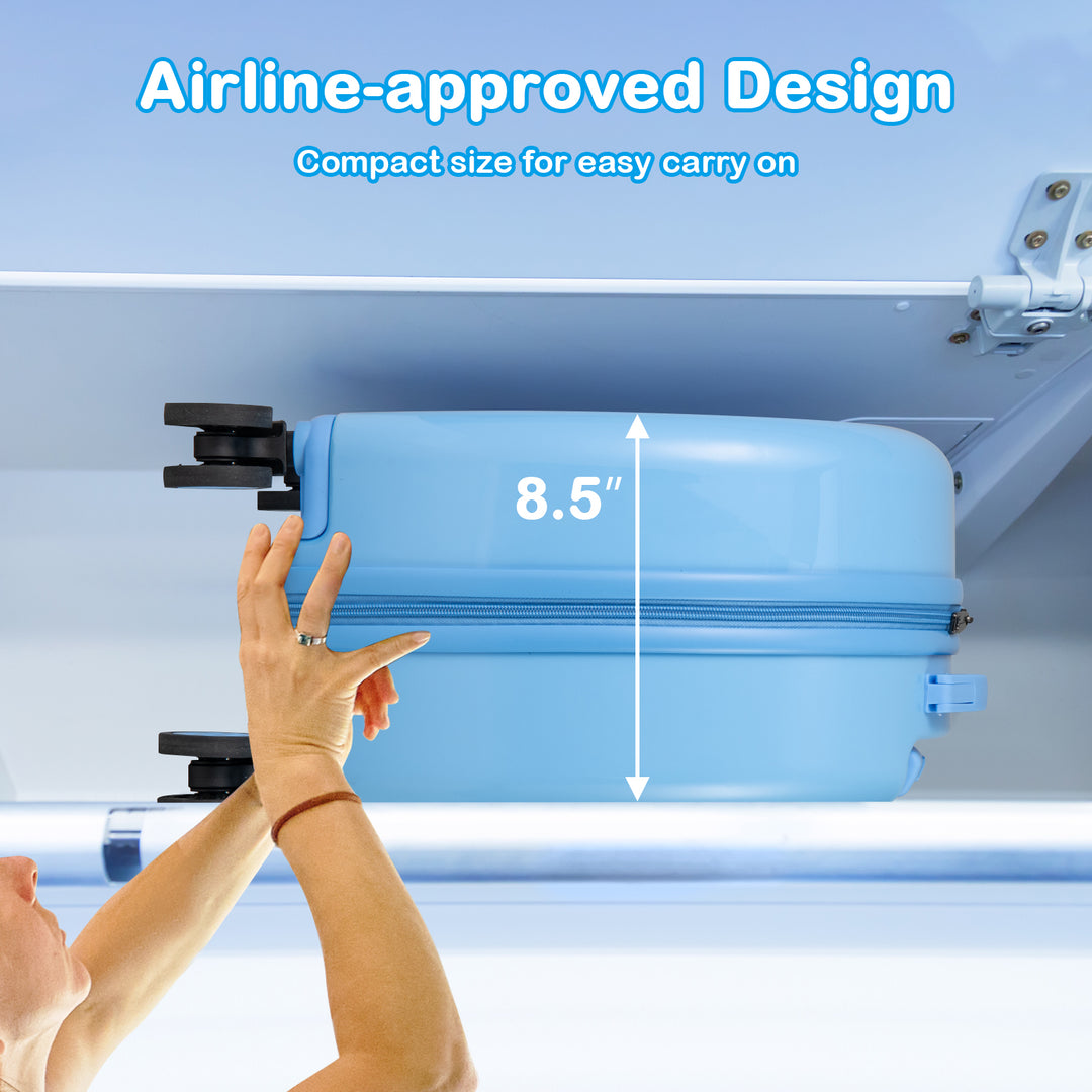 Kids Luggage Set with 14 Inches Carry-on Hardside Spinner Toddler Luggage and 10 Inches Backpack-Blue