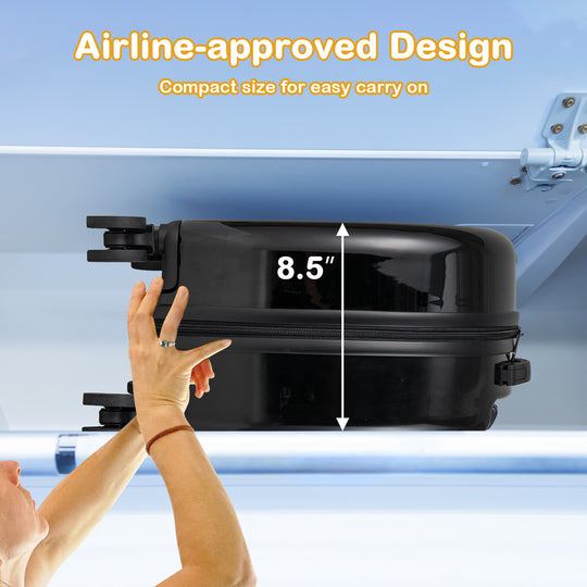 Kids Luggage Set with 14 Inches Carry-on Hardside Spinner Toddler Luggage and 10 Inches Backpack-Black