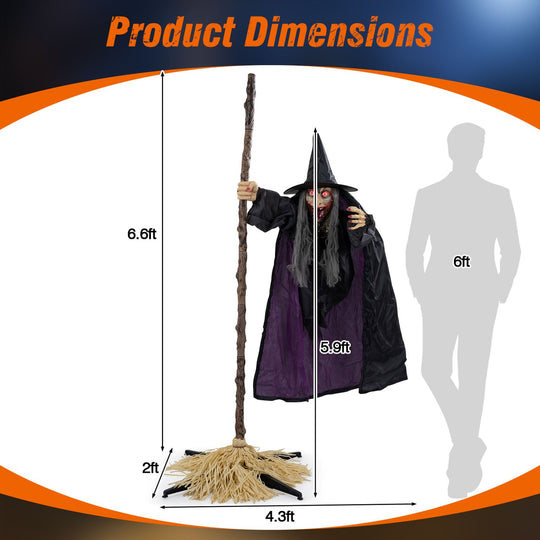 6.6FT Halloween Animated Flying Witch on Broom
