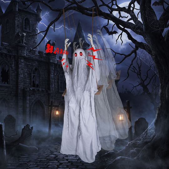 6.6 ft Halloween Animated Swing Ghost with Light up Eyes