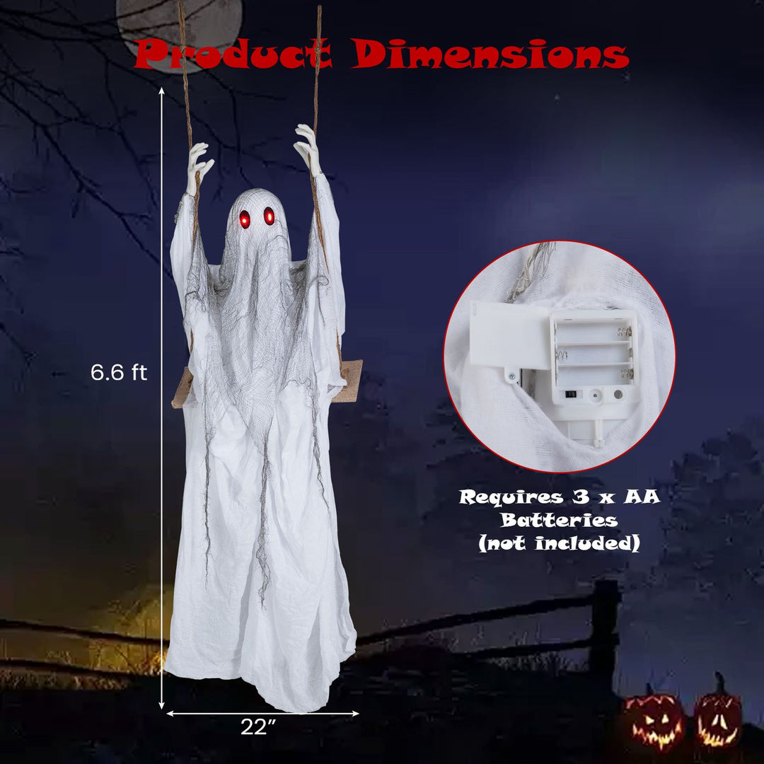 6.6 ft Halloween Animated Swing Ghost with Light up Eyes