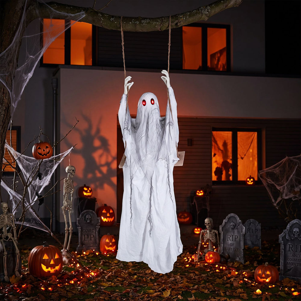 6.6 ft Halloween Animated Swing Ghost with Light up Eyes
