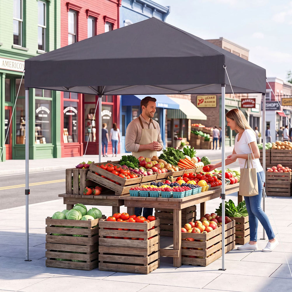 6.6 x 6.6 Feet Outdoor Pop-up Canopy Tent with UPF 50+ Sun Protection
