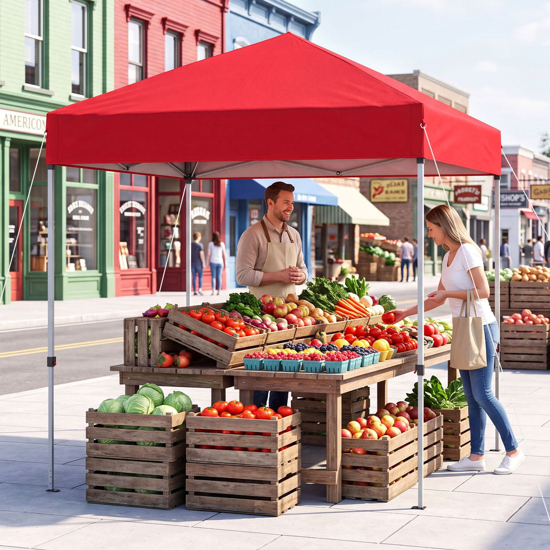 6.6 x 6.6 Feet Outdoor Pop-up Canopy Tent with UPF 50+ Sun Protection