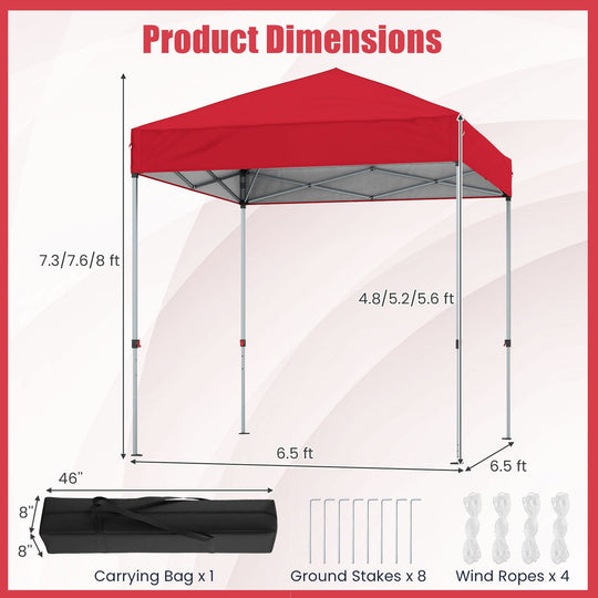 6.6 x 6.6 Feet Outdoor Pop-up Canopy Tent with UPF 50+ Sun Protection