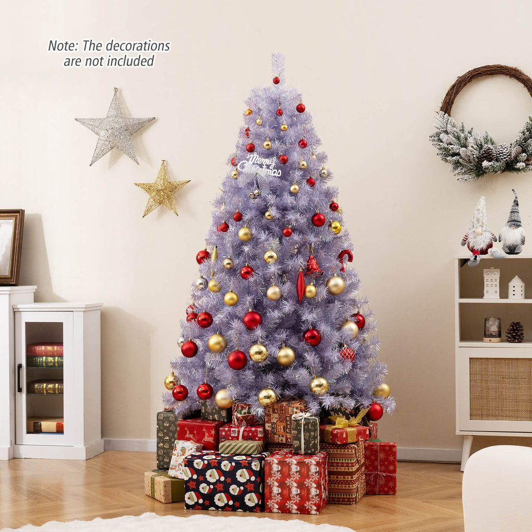 6/7.5 FT Pre-Lit Tinsel Christmas Tree Artificial Xmas Tree