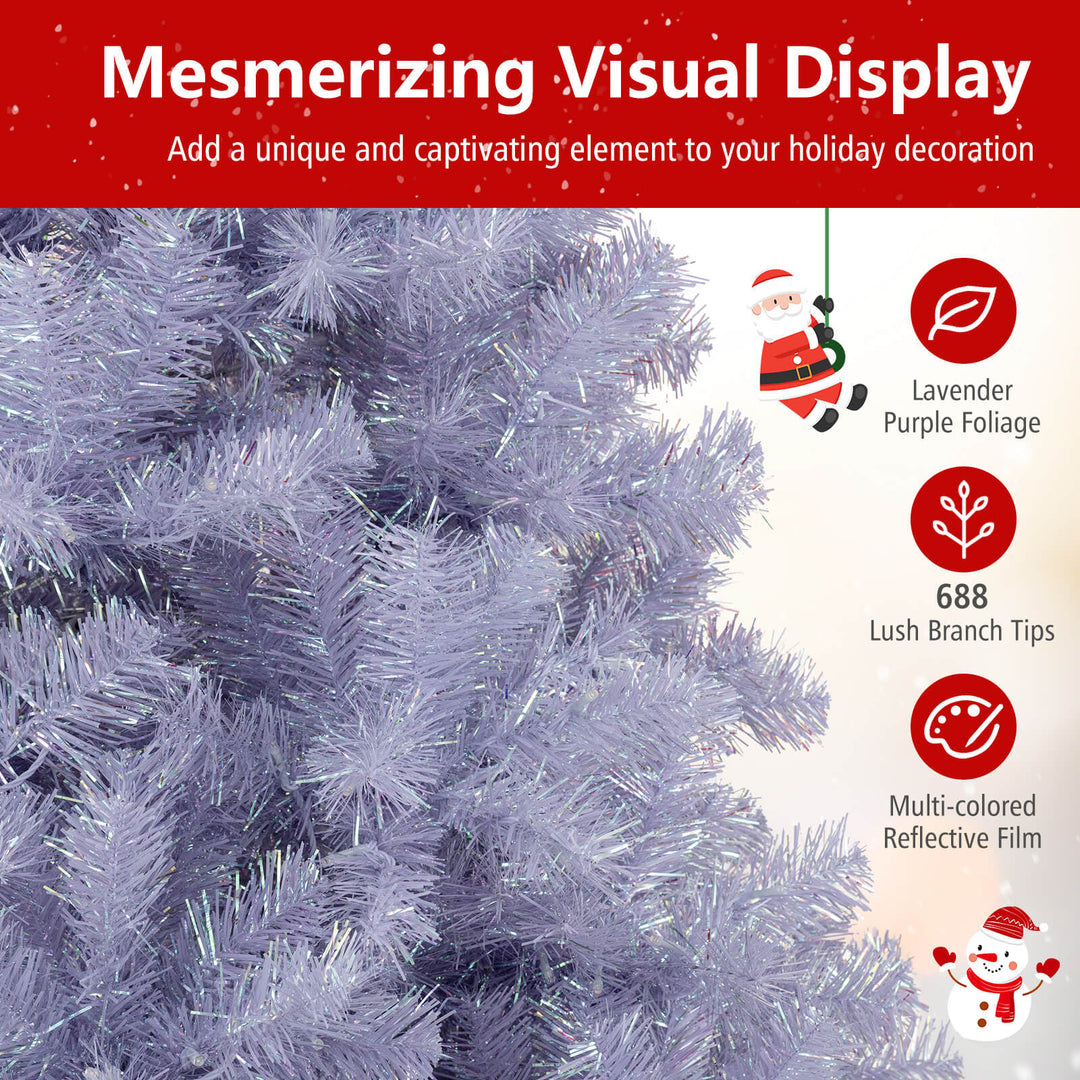 6/7.5 FT Pre-Lit Tinsel Christmas Tree Artificial Xmas Tree
