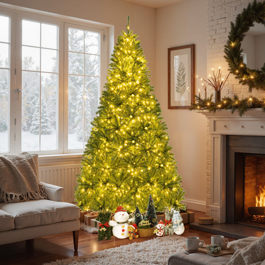 6/7/8 FT Pre-Lit Artificial Christmas Tree with Remote Control and LED Lights