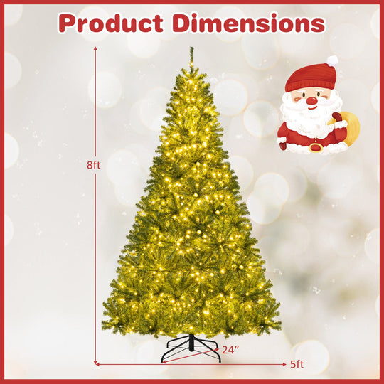 6/7/8 FT Pre-Lit Artificial Christmas Tree with Remote Control and LED Lights