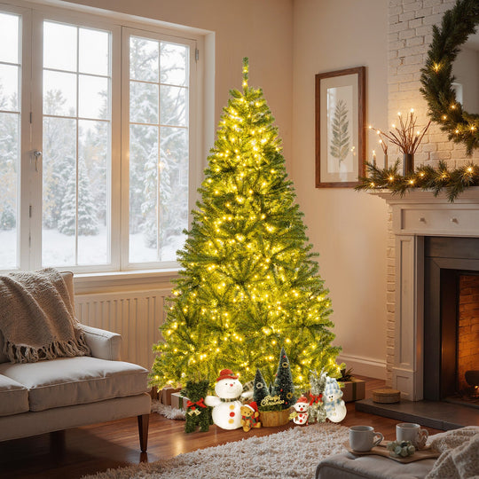 6/7/8 FT Pre-Lit Artificial Christmas Tree with Remote Control and LED Lights
