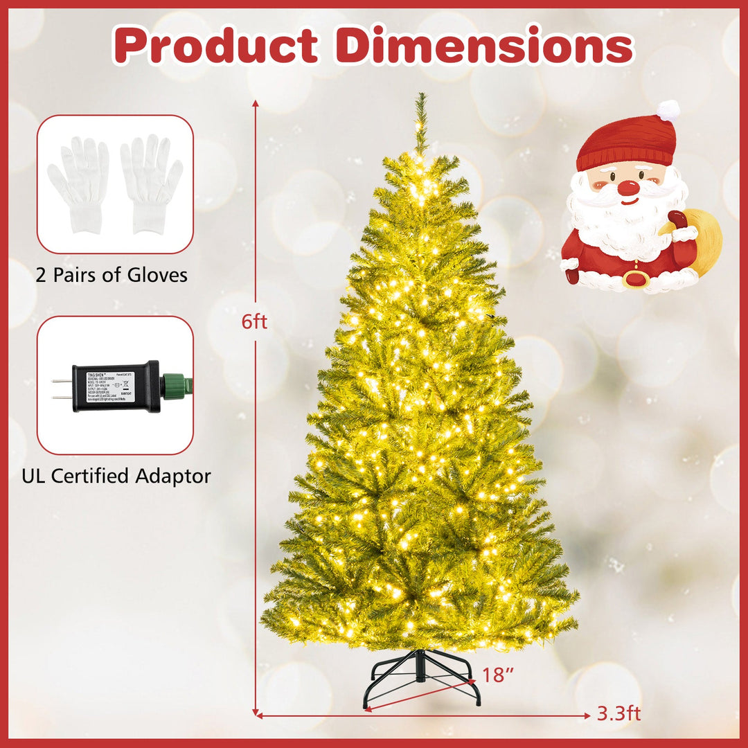 6/7/8 FT Pre-Lit Artificial Christmas Tree with Remote Control and LED Lights