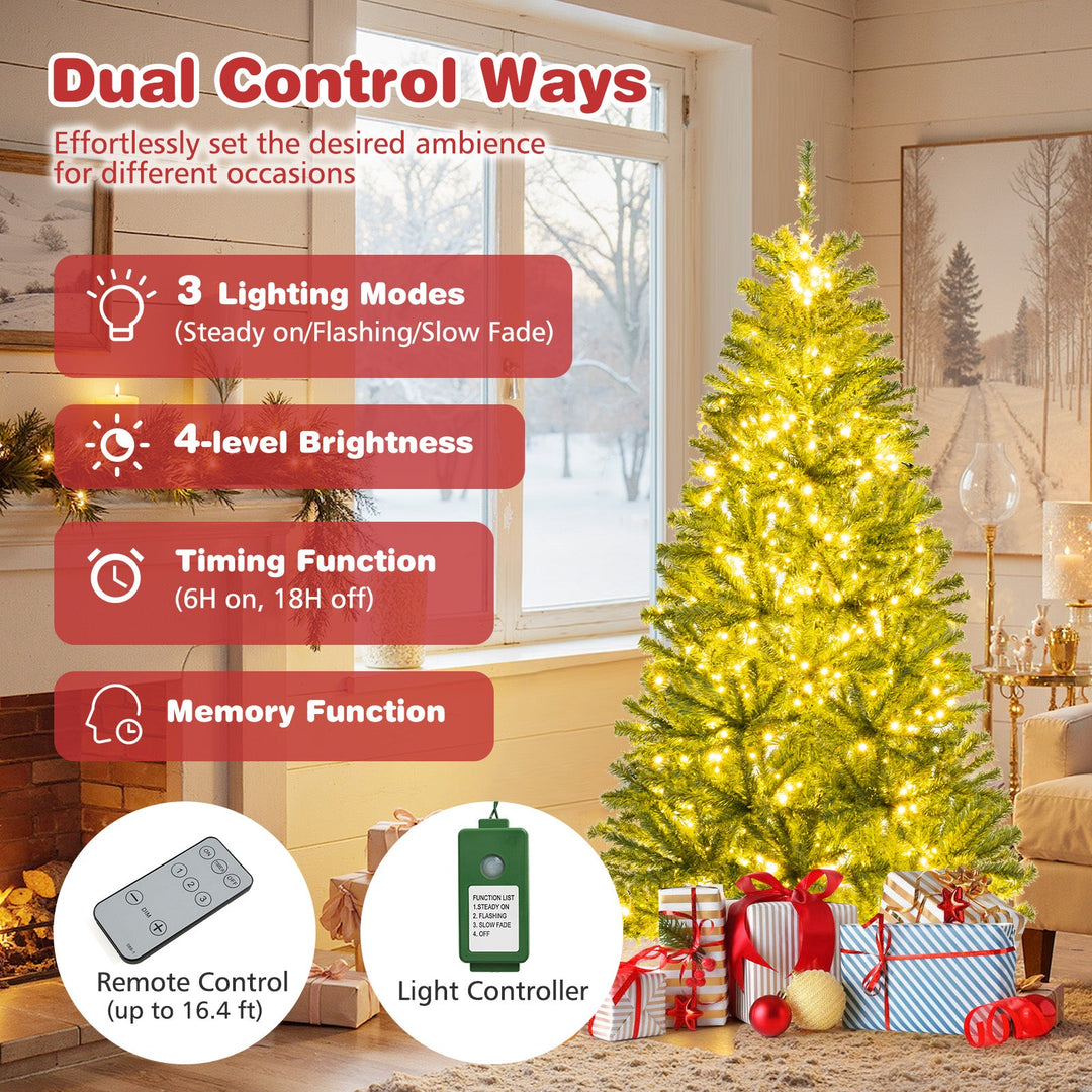 6/7/8 FT Pre-Lit Artificial Christmas Tree with Remote Control and LED Lights