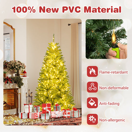 6/7/8 FT Pre-Lit Artificial Christmas Tree with Remote Control and LED Lights