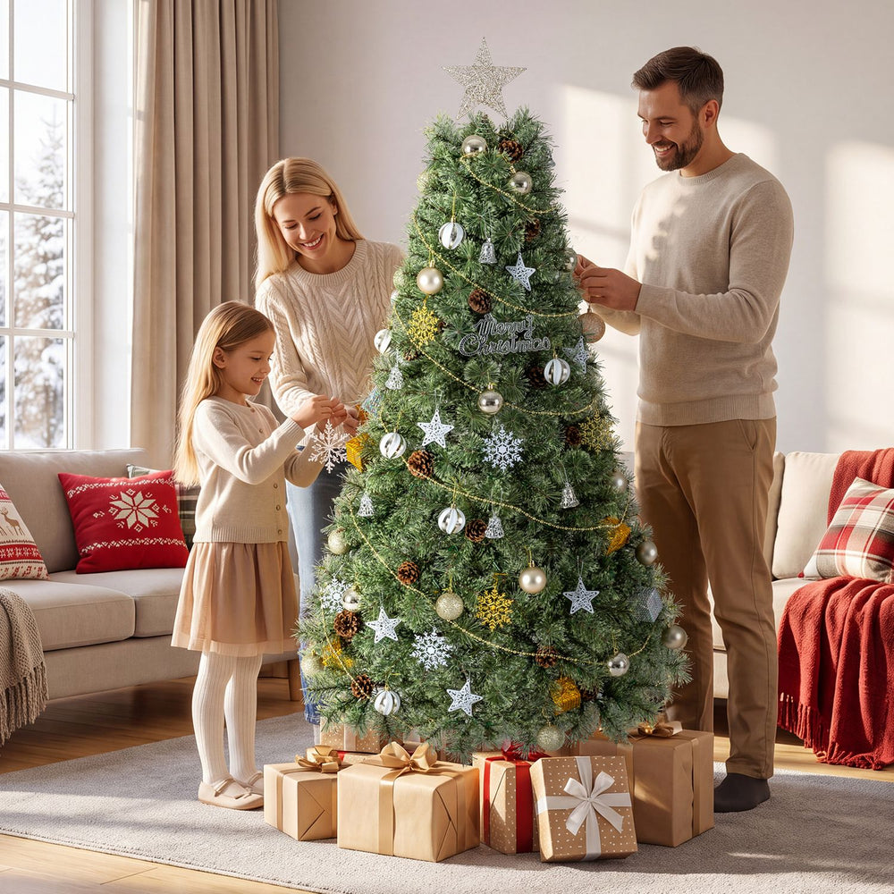 6 Artificial Christmas Tree Hinged Fully-Decorated with 238/360/524 Blossom Pine Needles