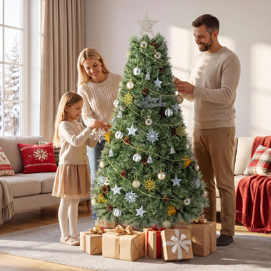 6 Artificial Christmas Tree Hinged Fully-Decorated with 238/360/524 Blossom Pine Needles