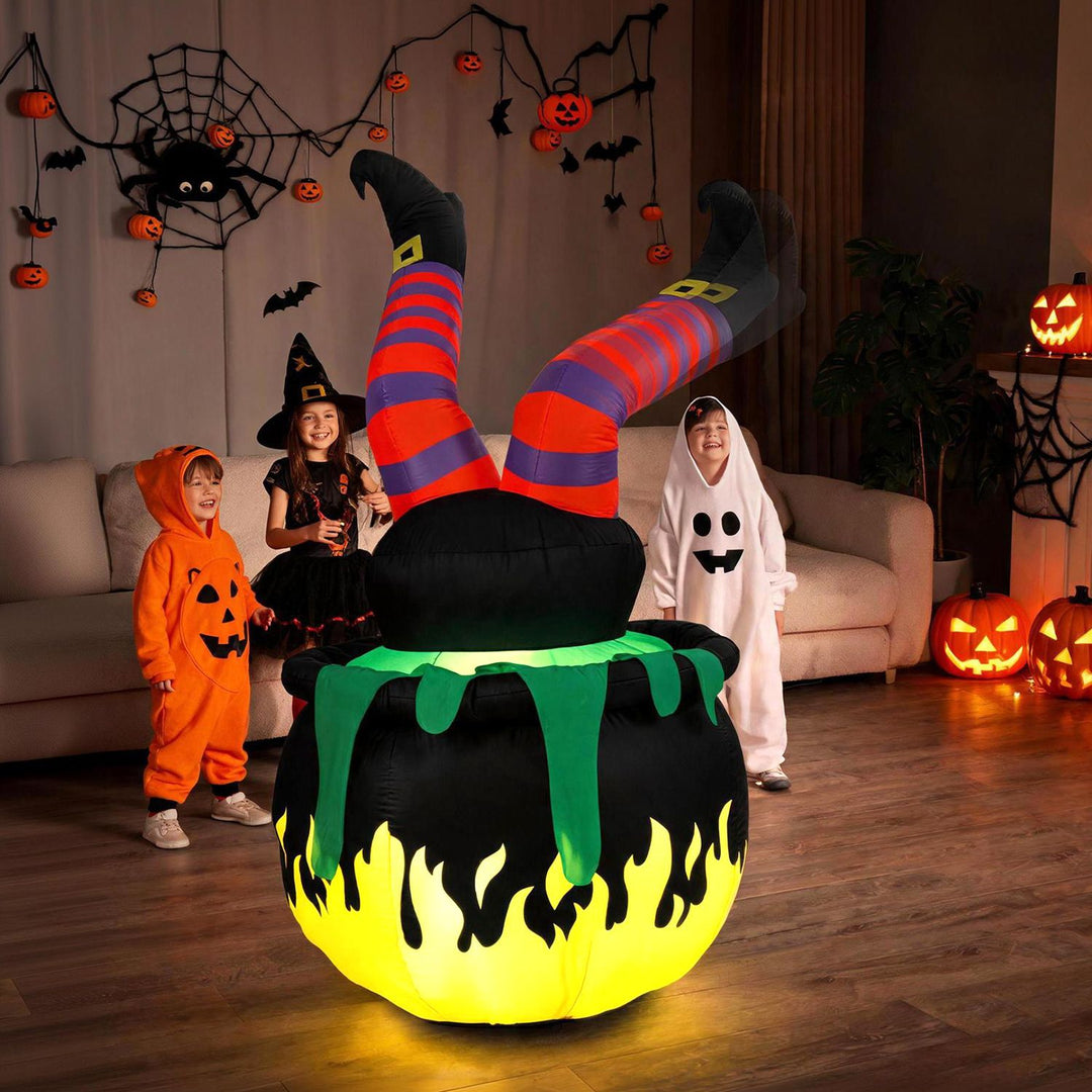 6 FT Animated Halloween Inflatable Kicking Witch with LED Light