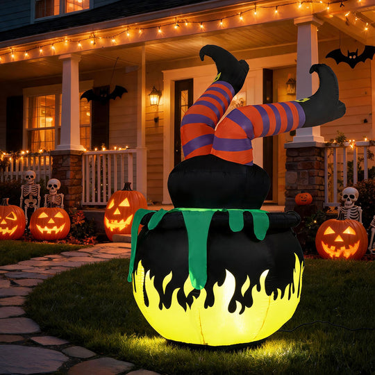 6 FT Animated Halloween Inflatable Kicking Witch with LED Light