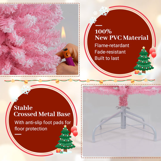 6 FT Artificial Christmas Tree with 460 Branch Tips and Folding Metal Stand