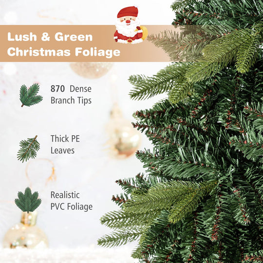 8 FT Artificial Christmas Tree with 1450 Full Branch Tips and Folding Metal Stand