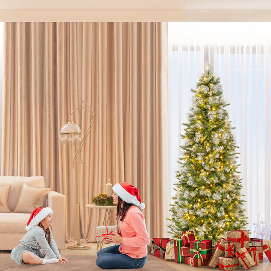 6/7.5/9 FT Artificial Christmas Tree with Warm-White LED Lights