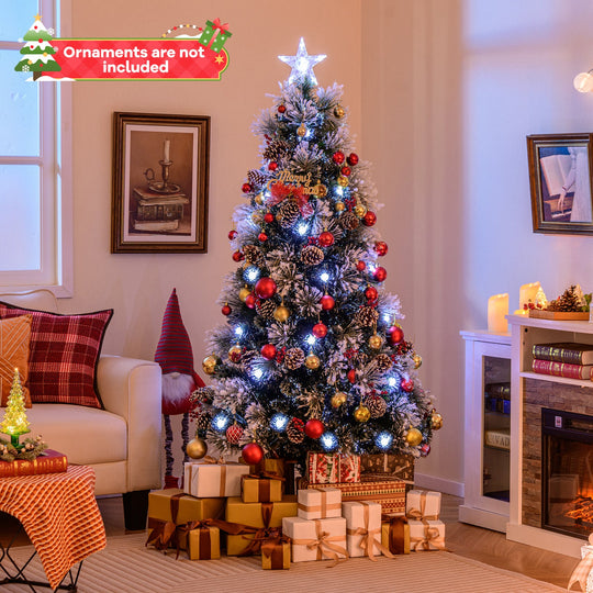 5 FT Flocked Christmas Tree with 8 Lighting Modes