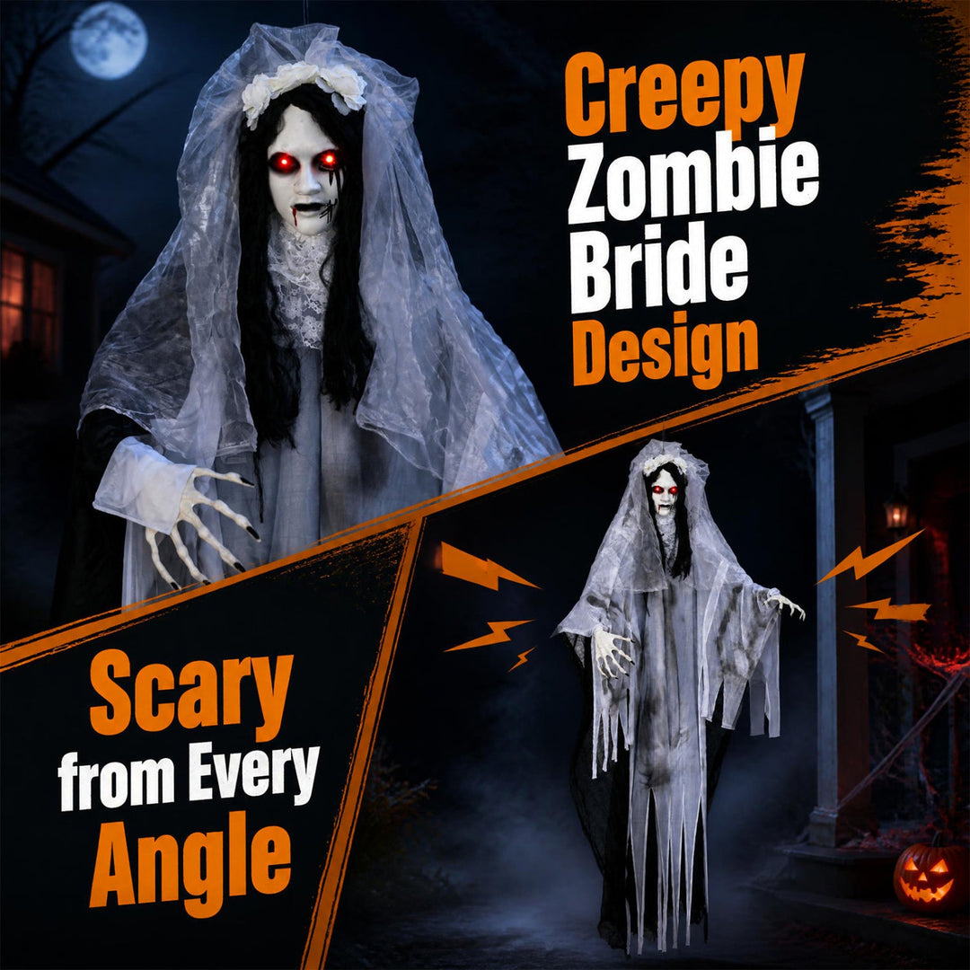6 FT Ghost Bride Halloween Decoration with Sound & Lights