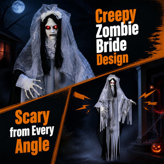 6 FT Ghost Bride Halloween Decoration with Sound & Lights