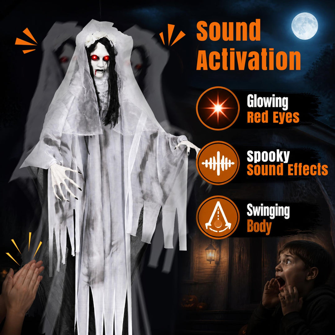 6 FT Ghost Bride Halloween Decoration with Sound & Lights