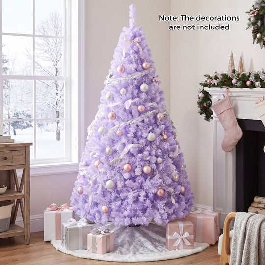 6 FT Light Purple Pre-Lit Peacock Blue Christmas Tree with 250 Warm White LED Lights