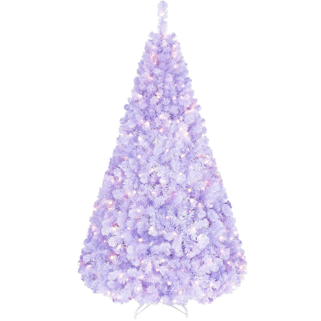 6 FT Light Purple Pre-Lit Peacock Blue Christmas Tree with 250 Warm White LED Lights