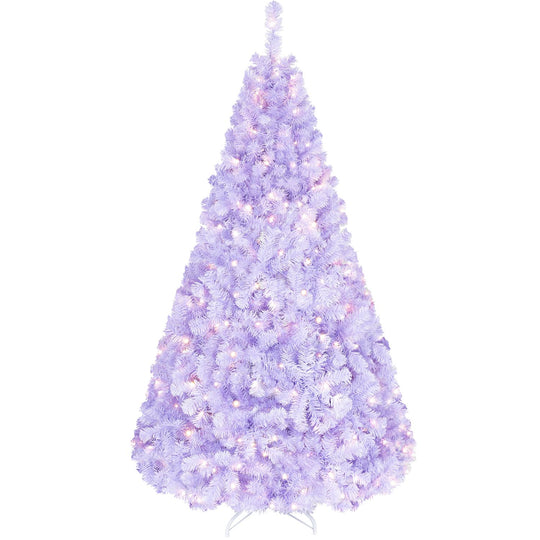 6 FT Light Purple Pre-Lit Peacock Blue Christmas Tree with 250 Warm White LED Lights