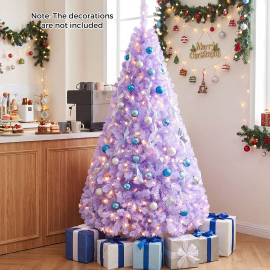 6 FT Light Purple Pre-Lit Peacock Blue Christmas Tree with 250 Warm White LED Lights