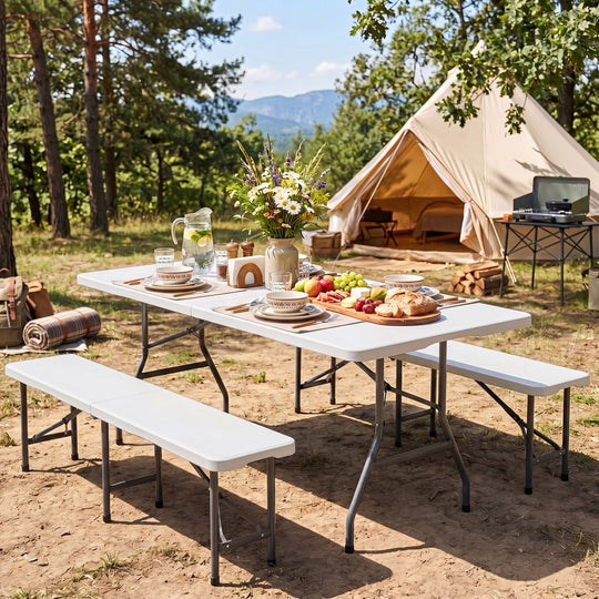 6 FT Fold-in-Half Camping Table with Carrying Handle