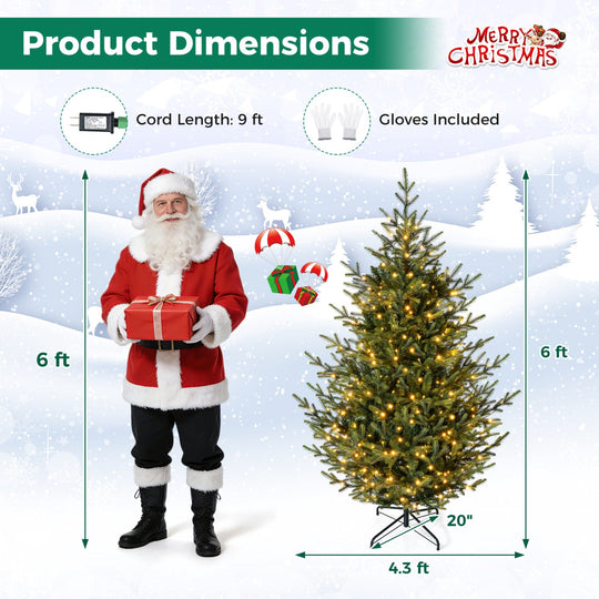 6 FT Pre-Lit Artificial Christmas Tree with 240 LED Lights